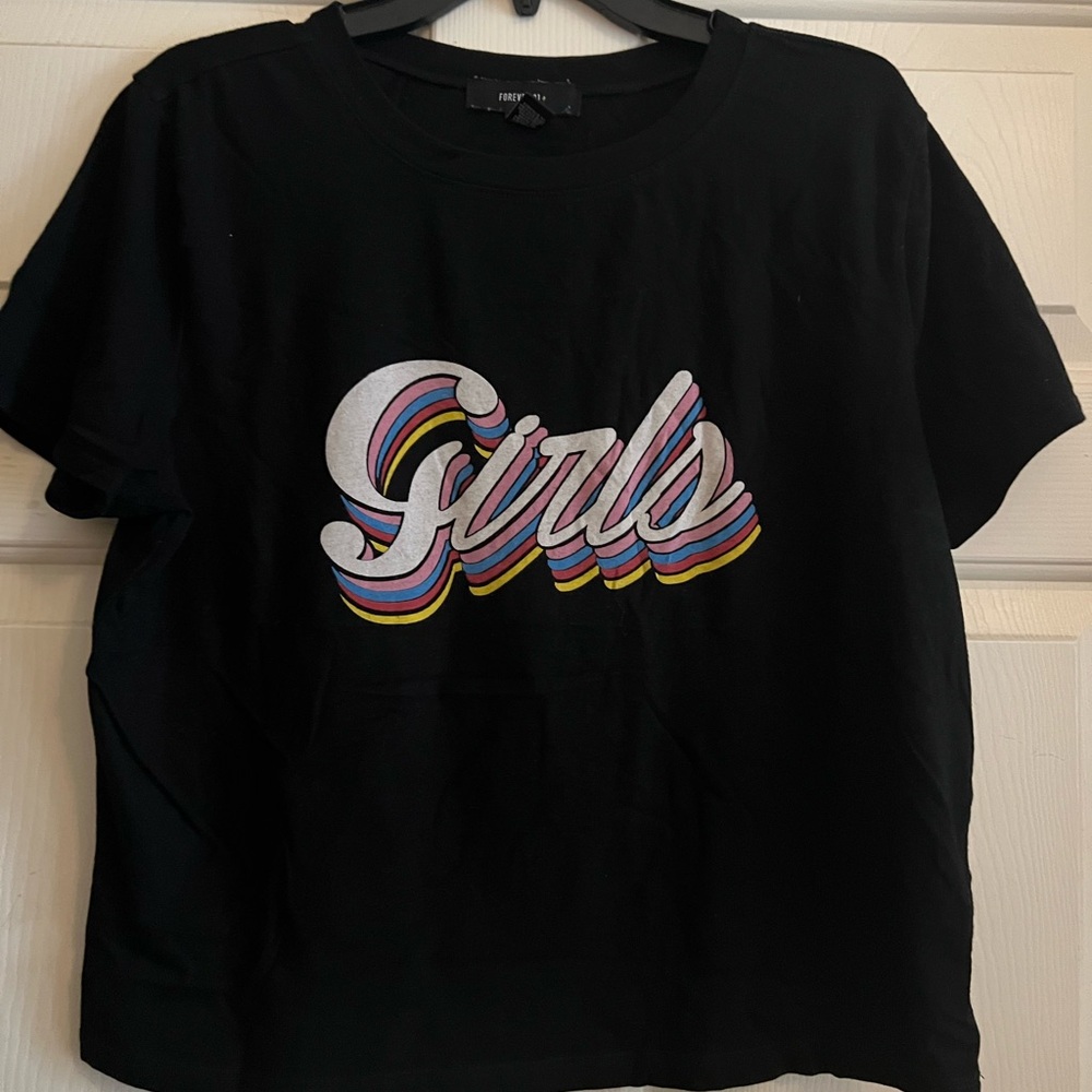 Forever 21 ‘Girls' Tee with Rainbow Graphic (Croptop)